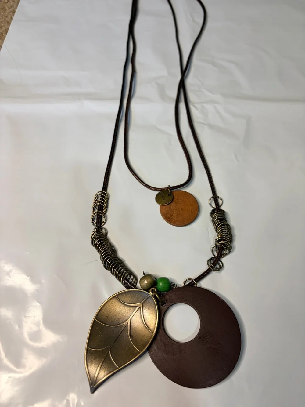 Bohemian Brown & Gold Leaf Layered Necklace